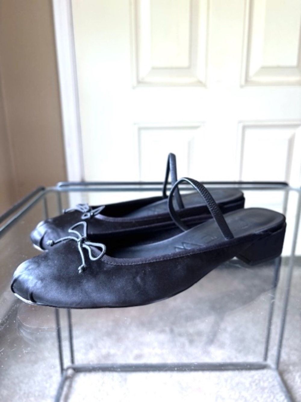$148 J CREW Teagan Ballet Flat Mules in Black Satin EUC/sz 8 - Picture 6 of 13
